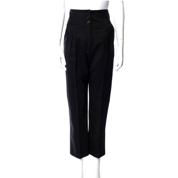 NEW! Nili Lotan 4 Yorke High Waist Virgin WOOL Pants $595 Cropped Trousers Black - Picture 3 of 5